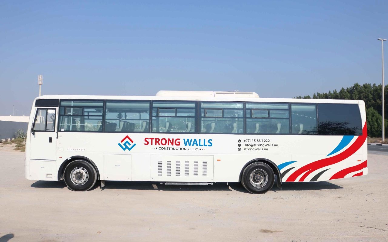 Strong walls Construction bus branding dubai