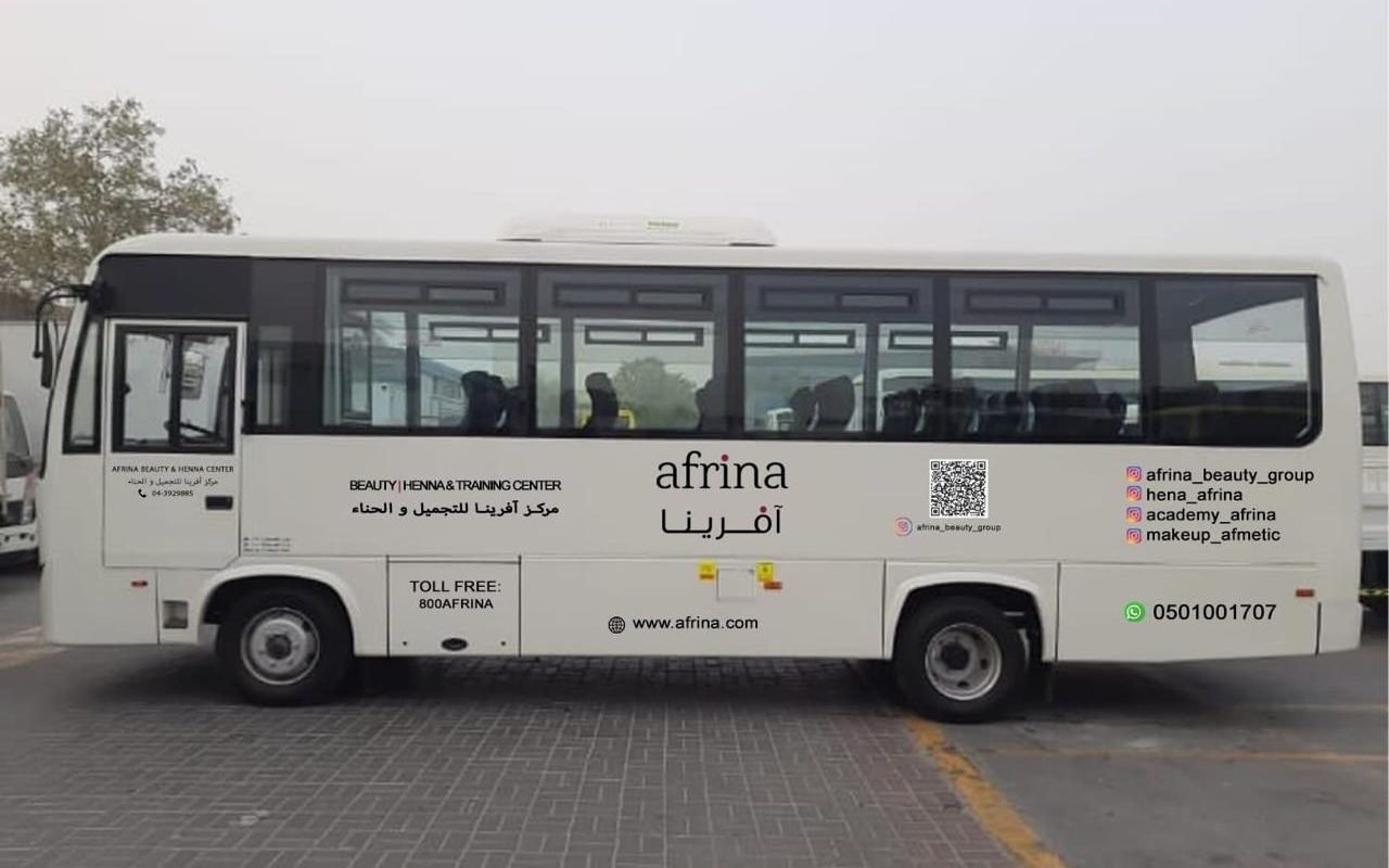 afrina ladies saloon bus branding dubai