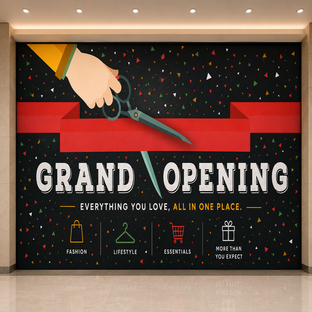 Shopping Mall Hoarding Sticker Dubai Sharjah Ajman Abu Dhabi Fujirah Ras al khimah uae