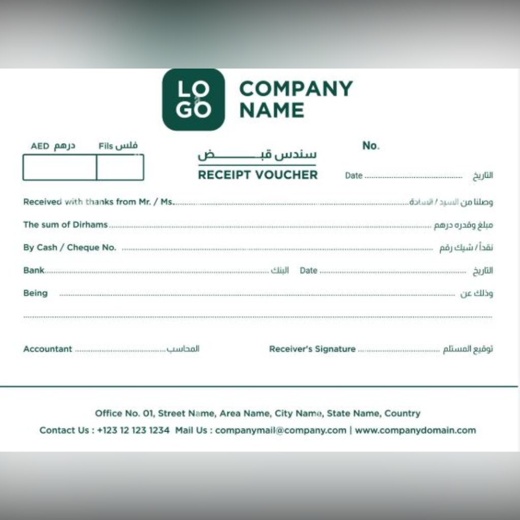 Receipt Voucher book Printing Dubai Sharjah Ajman Abu Dhabi UAE