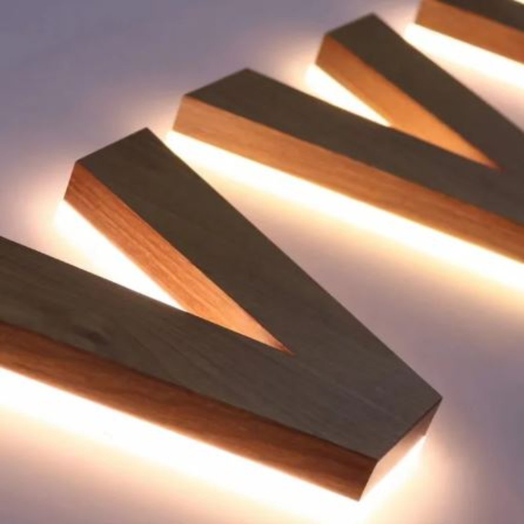 wooden backlit sign
